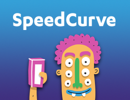Image of the SpeedCurve logo and an animated 6-eyed monster holding up a phone